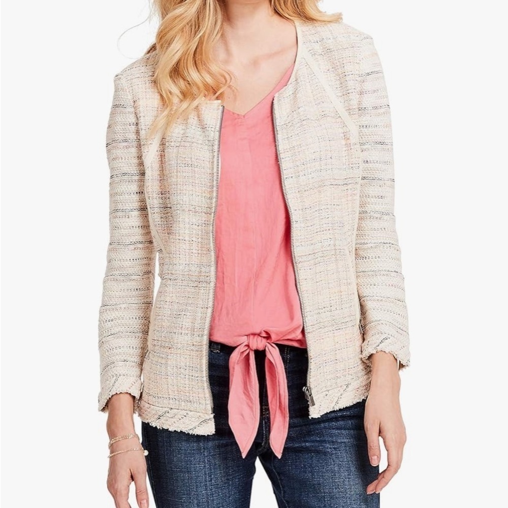NWT Nic + Zoe Peach Orange Multicolor Jacket